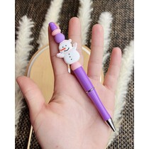 Plastová tužka ruční výroby SNĚHULÁČEK - fialová