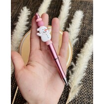 Plastová tužka ruční výroby SNĚHULÁČEK - růžová